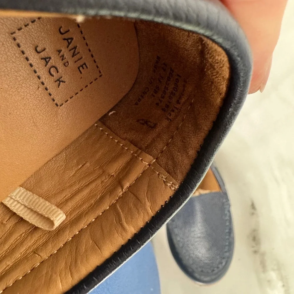Janie and Jack Navy‎ Blue Leather Slip On Loafers Kid's/Toddler's size 8